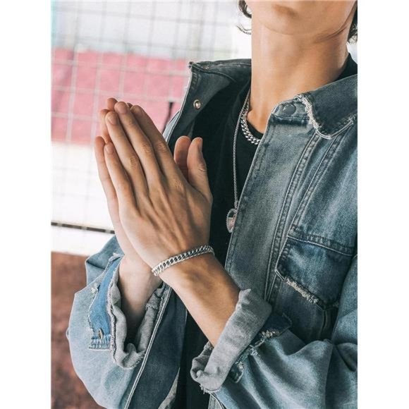 Stainless Steel Plated Link Chain Bracelet for Men 7.4/8.2/9 Inch Length Jewelry - Picture 5 of 7